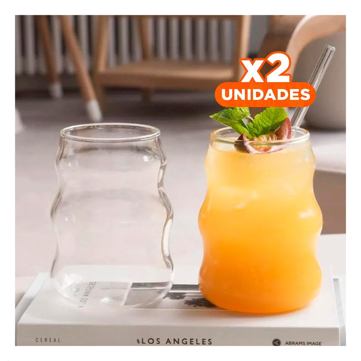 PACK2 CONTENEDOR DE VIDRIO 500ML CON TAPA Y SORBETE TRANSPARENTE DIARIO Y+REGALO STICKER - 1