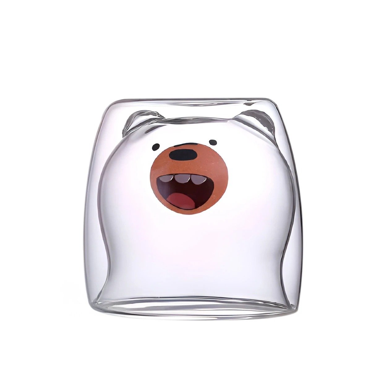 PACK12 VASO TRANSPARENTE CON OSO PARDO VIDRIO DOBLE CAPA FORMA ELEGANTE Y+REGALO STICKER - 2