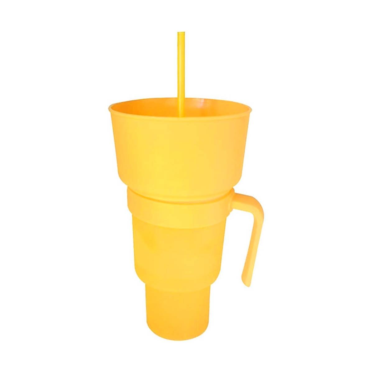 PACK2 VASO 2 EN 1 PARA BEBIDAS NATURALES Y SNACKS CON ESTRUCTURA ABS AMARILLO Y+REGALO STICKER - 2