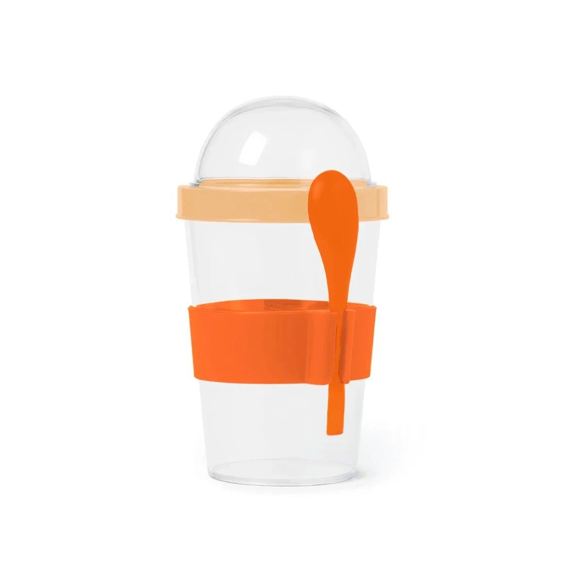 PACK2 VASO PARA LLEVAR YOGURT Y CEREAL CON 350 ML EN ANARANJADO FUNCIONAL Y+REGALO STICKER - 2