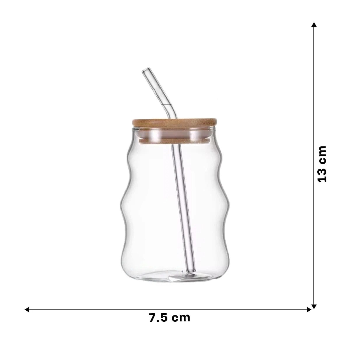 PACK2 CONTENEDOR DE VIDRIO 500ML CON TAPA Y SORBETE TRANSPARENTE PARA BEBIDAS - 4