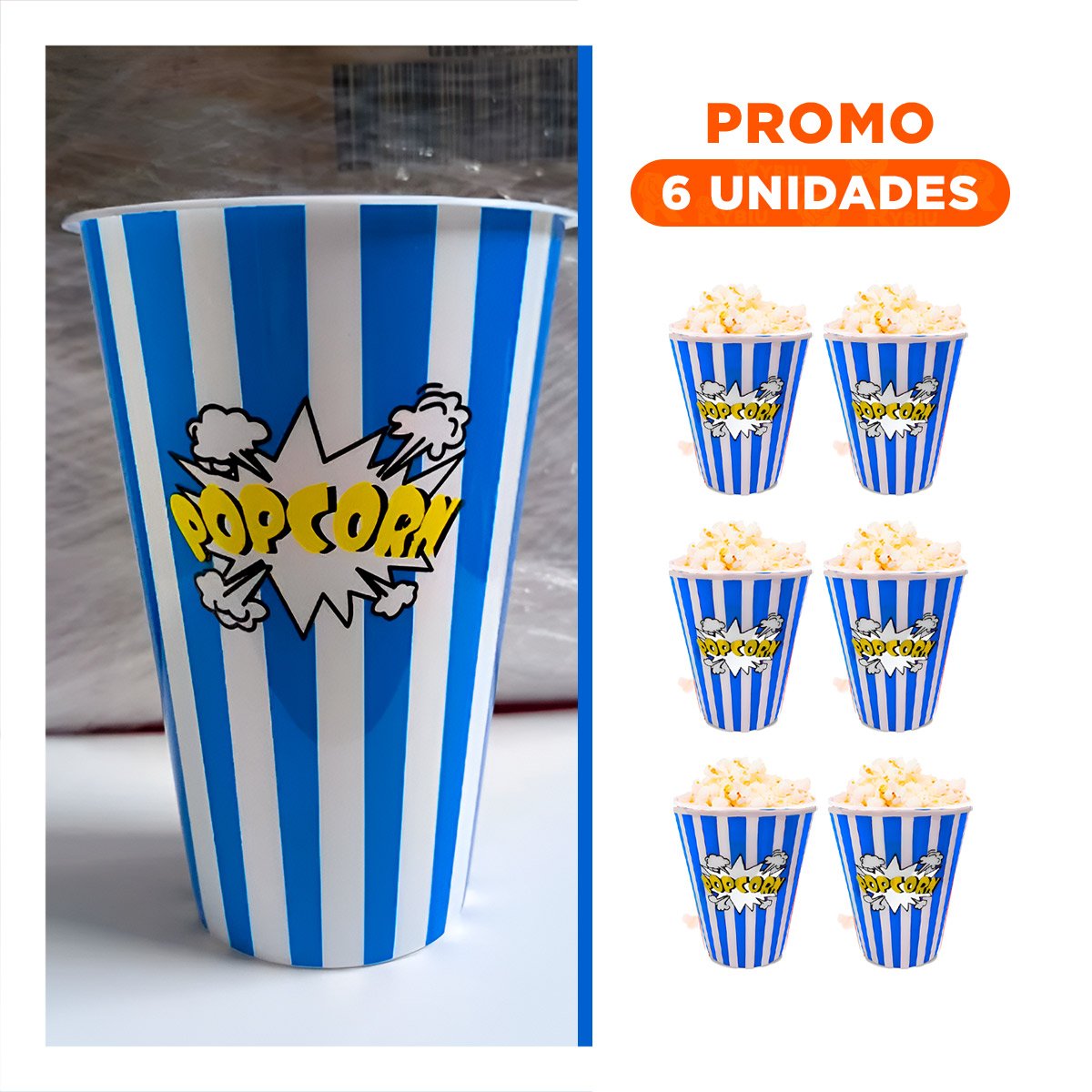 PACK6 BALDE DE SNACK COLOR AZUL DE ALTA RESISTENCIA PARA TODA SU CASA REAL - 1