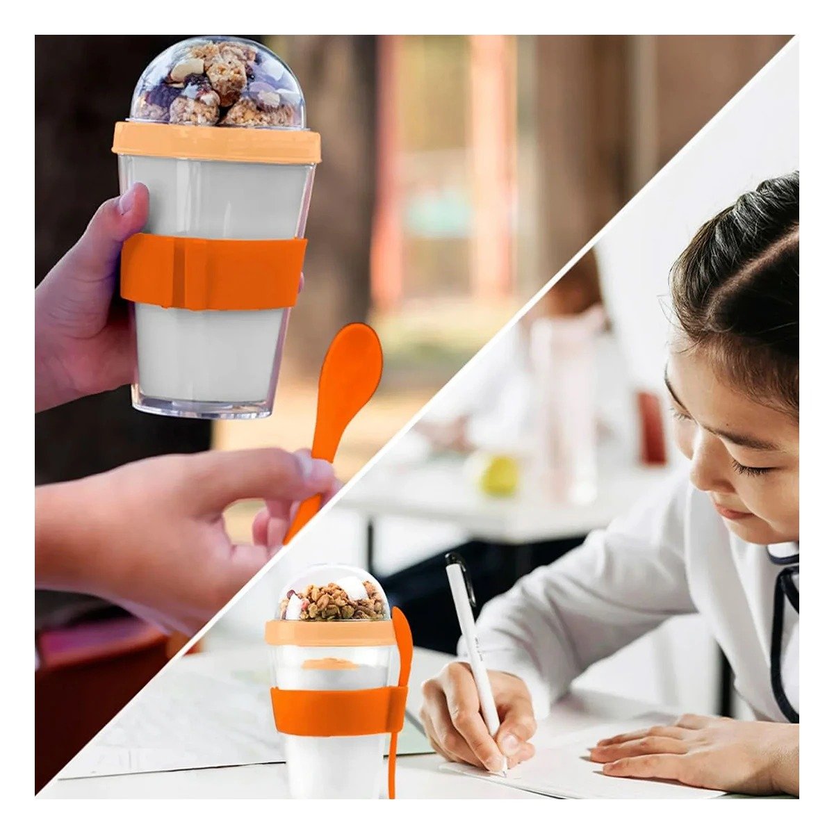 PACK4 VASO COMPACTO CON 350 ML ANARANJADO PARA DESAYUNO DIARIO ORGANIZADO - 5