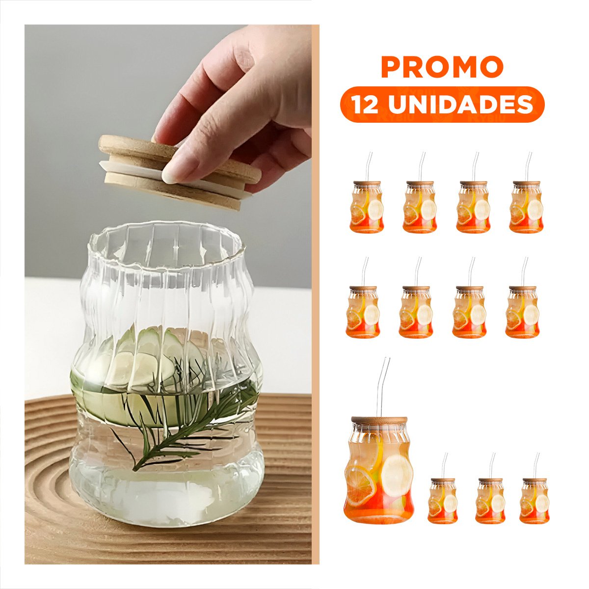 PACK12 FRASCO PERSONAL 500 ML CON TAPA HERMETICA TRANSPARENTE Y+REGALO STICKER - 1