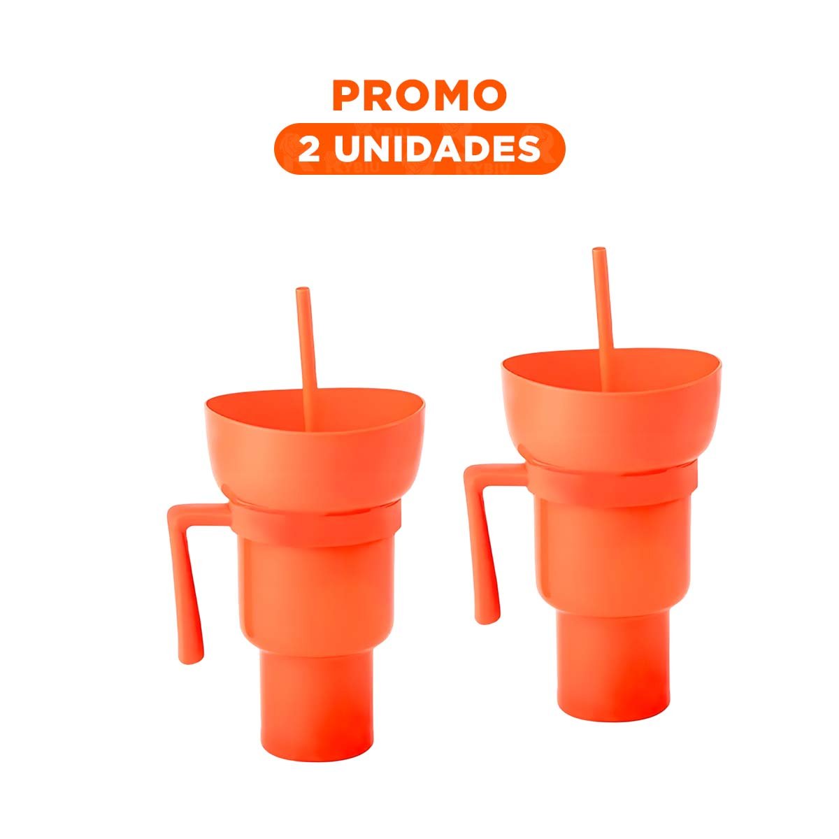 PACK2 VASO 2 EN 1 COLOR ANARANJADO CON BASE DE ABS RESISTENTE PARA BEBIDAS FRIAS - 1