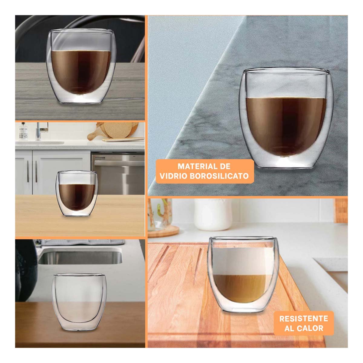 PACK6 COPA ESPRESSO 100 ML EN ACABADO BOROSILICATO TRANSPARENTE DOBLE CAPA Y+PAPEL REGALO - 3