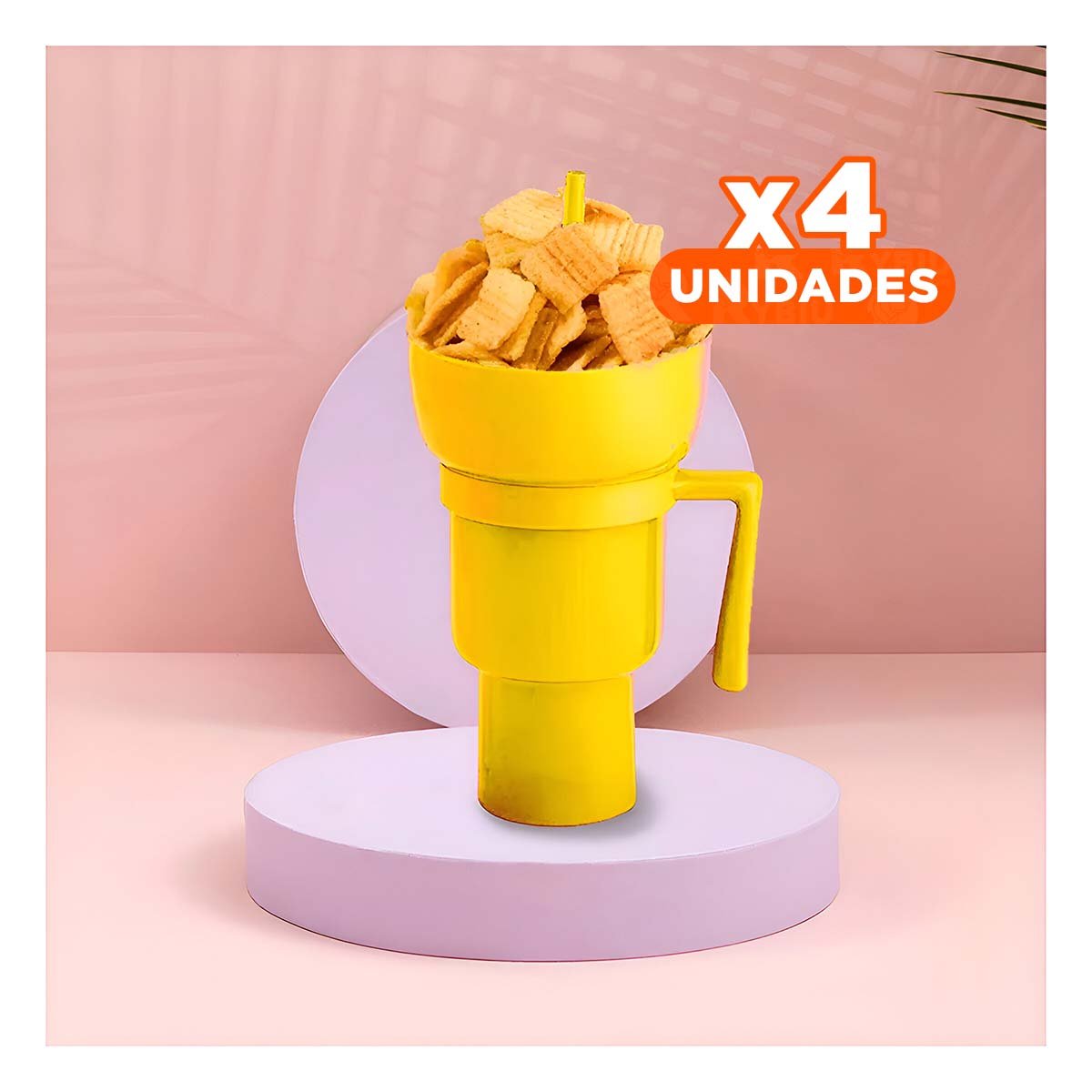PACK4 VASO 2 EN 1 AMARILLO EN MATERIAL ABS PARA EXPERIENCIA COMODA Y PRACTICA - 1
