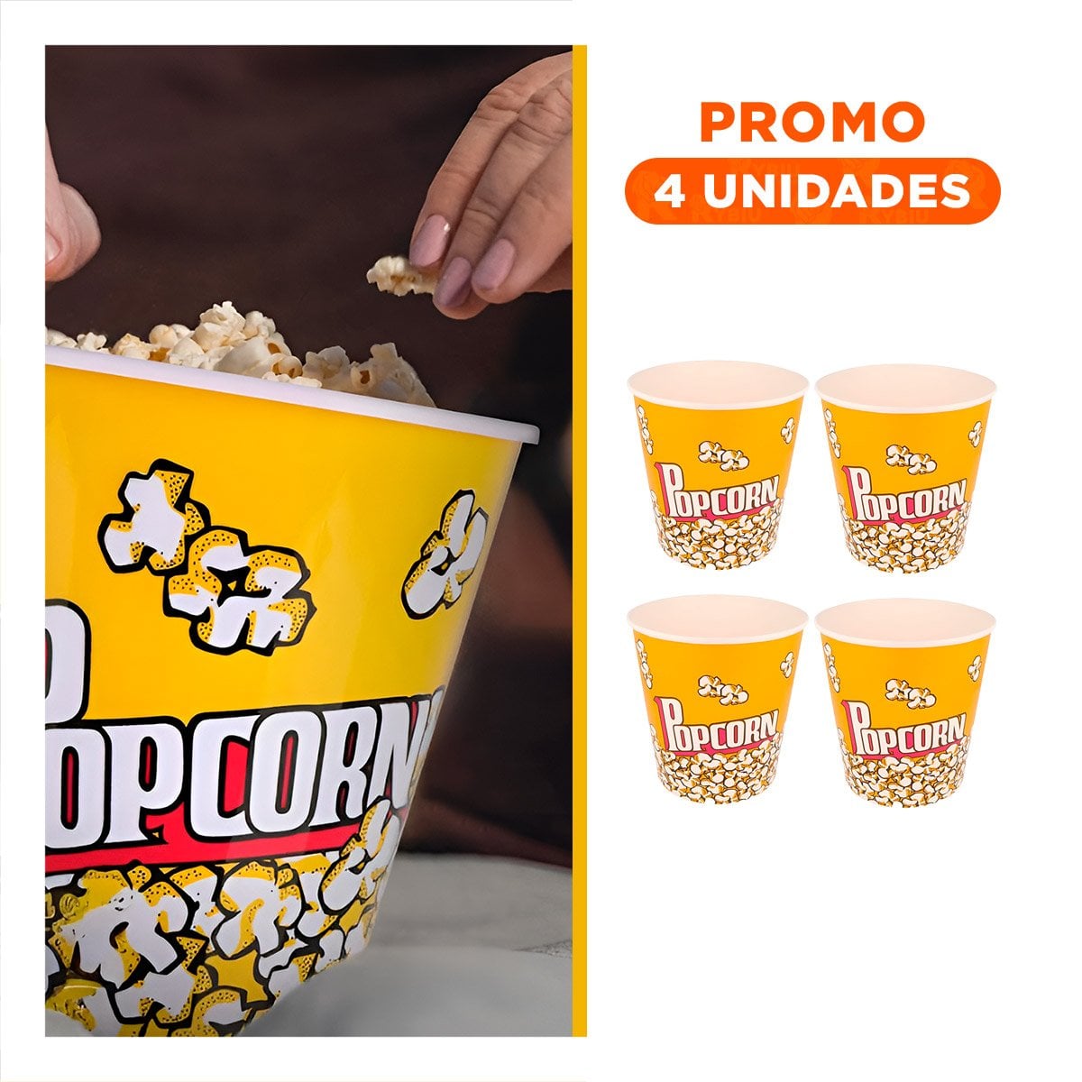 PACK6 BALDE DE SNACK AMARILLO 12X12CM DE ALTA RESISTENCIA EN SU CASA - 1