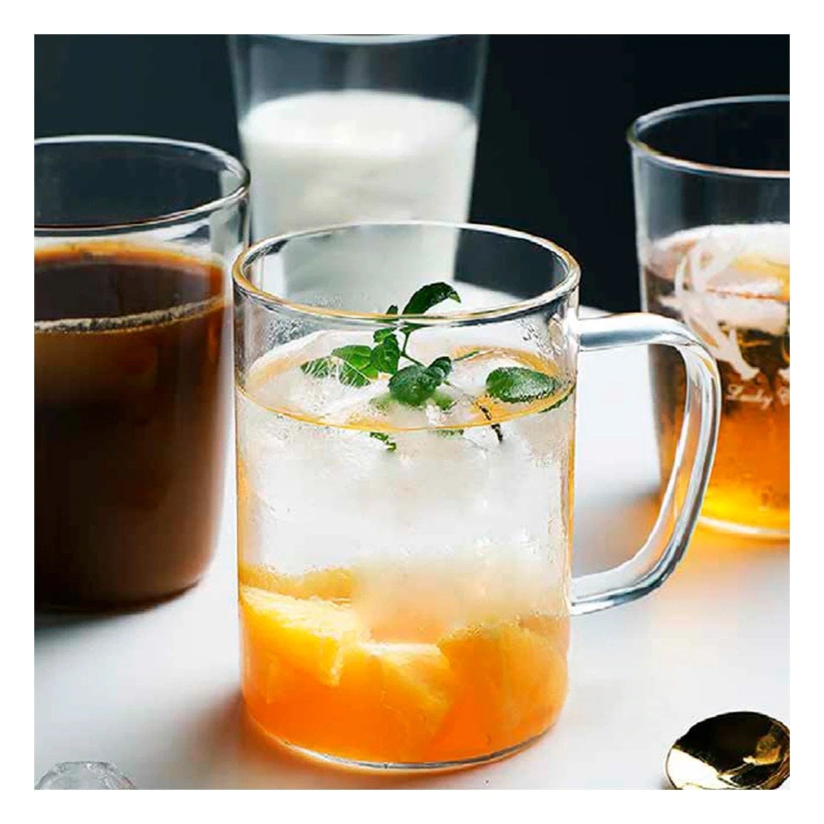 PACK4 TAZA DE 400 MILILITROS CON ESTILO REFINADO EN TRANSPARENTE MODERNO Y+PAPEL REGALO - 2