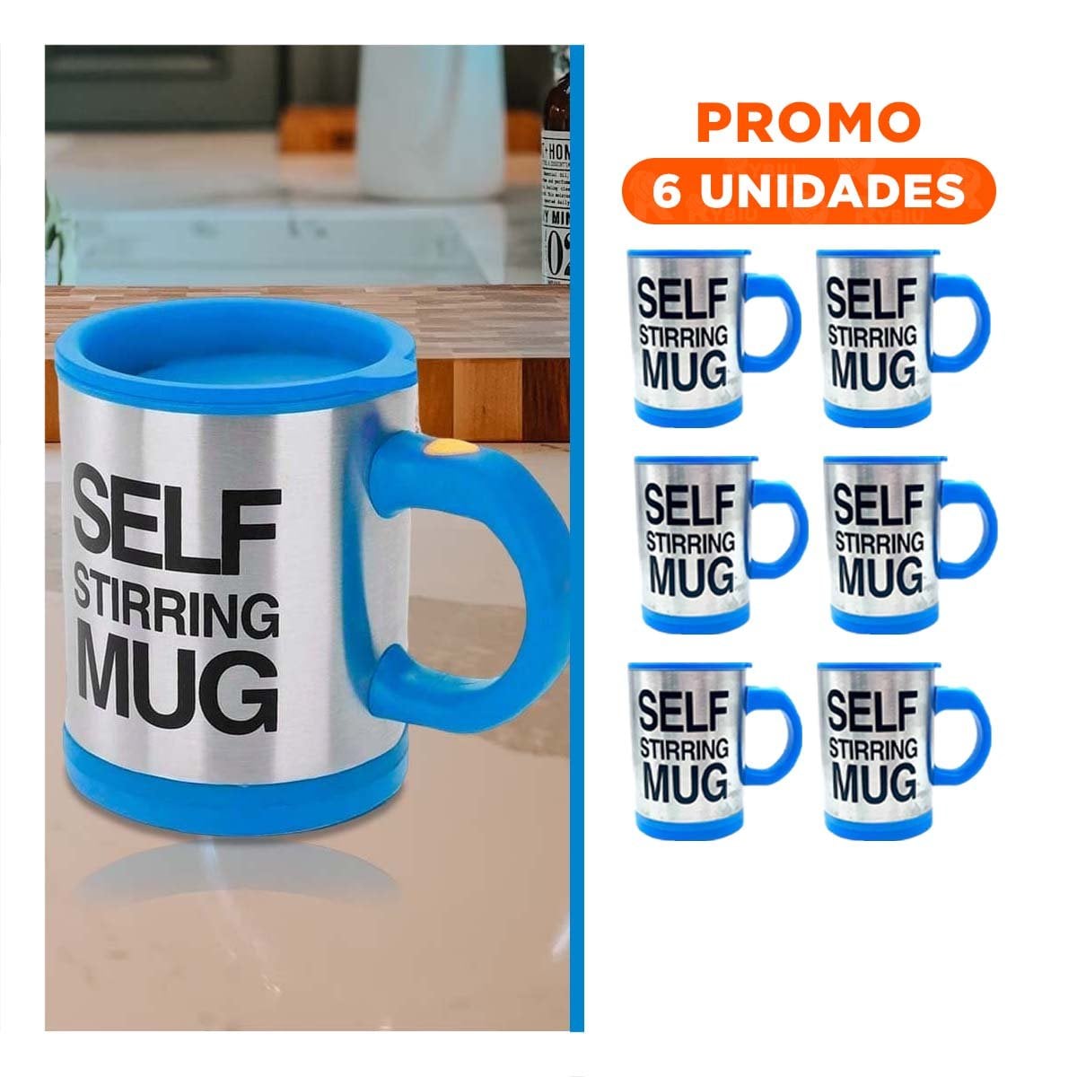 PACK6 AGITADOR PORTATIL ELECTRICO 400 ML CON 2 PILAS AAA AZUL - 1
