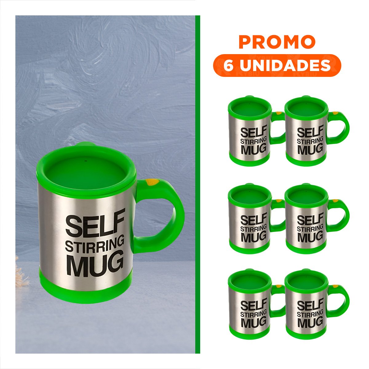 PACK6 AGITADOR PORTATIL ELECTRICO 400 ML CON 2 PILAS AAA PARA COCINA VERDE - 1