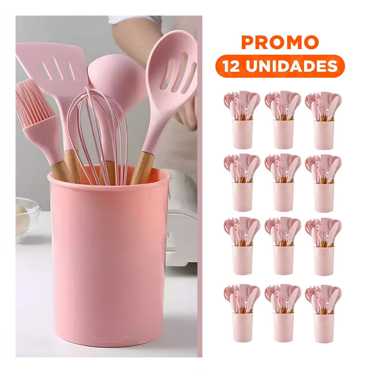 PACK12 COLECCION ORGANIZADA 12PZCOLOR ROSADO EN SILICONA Y+REGALO STICKER - 1