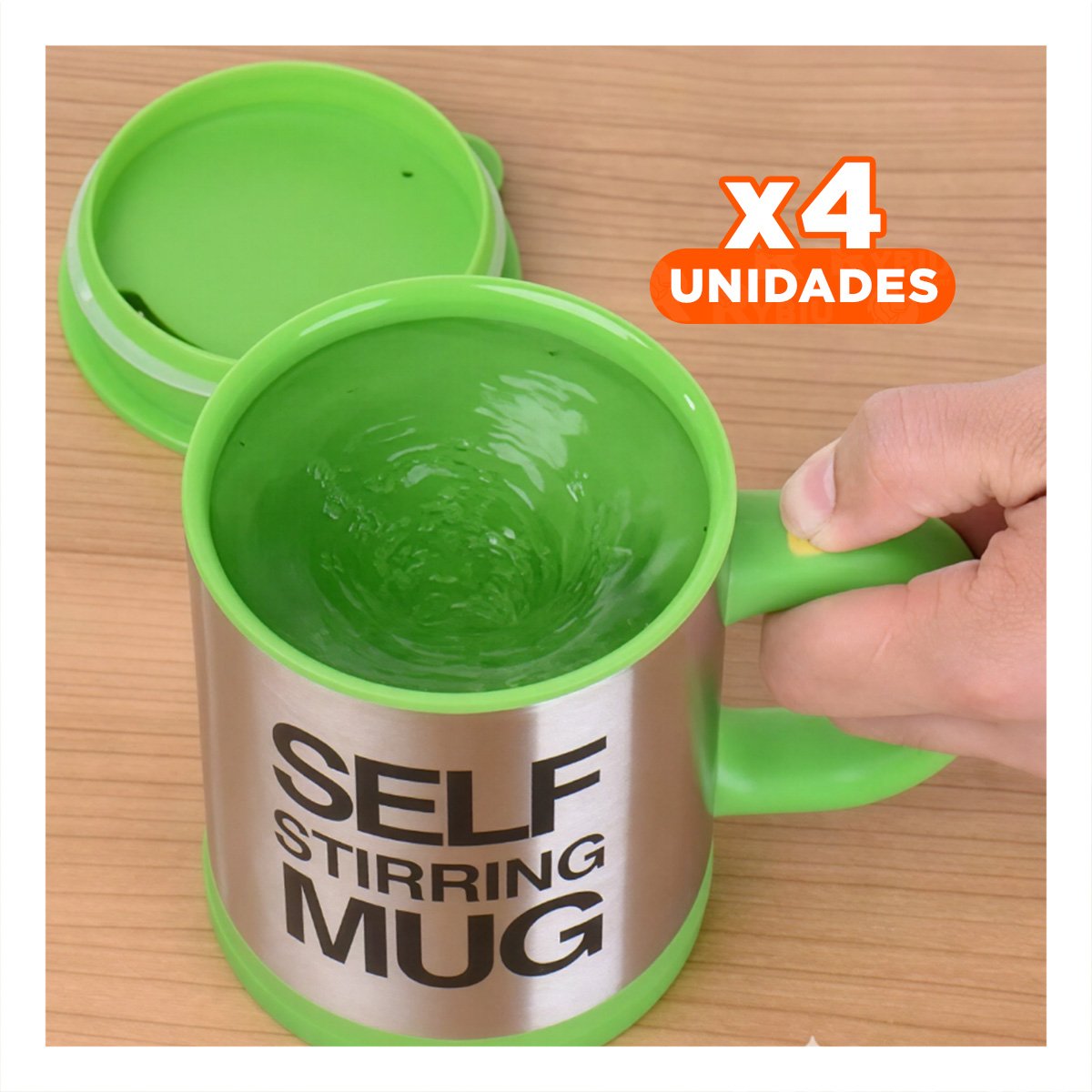 PACK4 VASO MEZCLADOR ELECTRICO 400 ML CON 2 PILAS AAA PARA CASA VERDE - 1