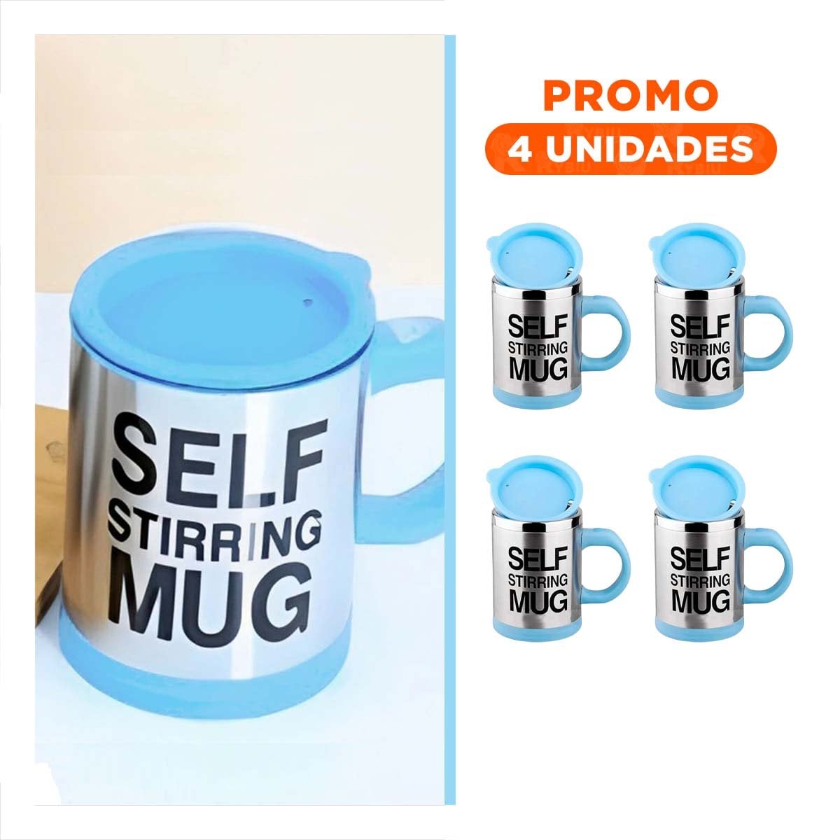 PACK4 LICUADORA PORTATIL ELECTRICA 400 ML CON 2 PILAS AAA CELESTE Y+REGALO STICKER - 1