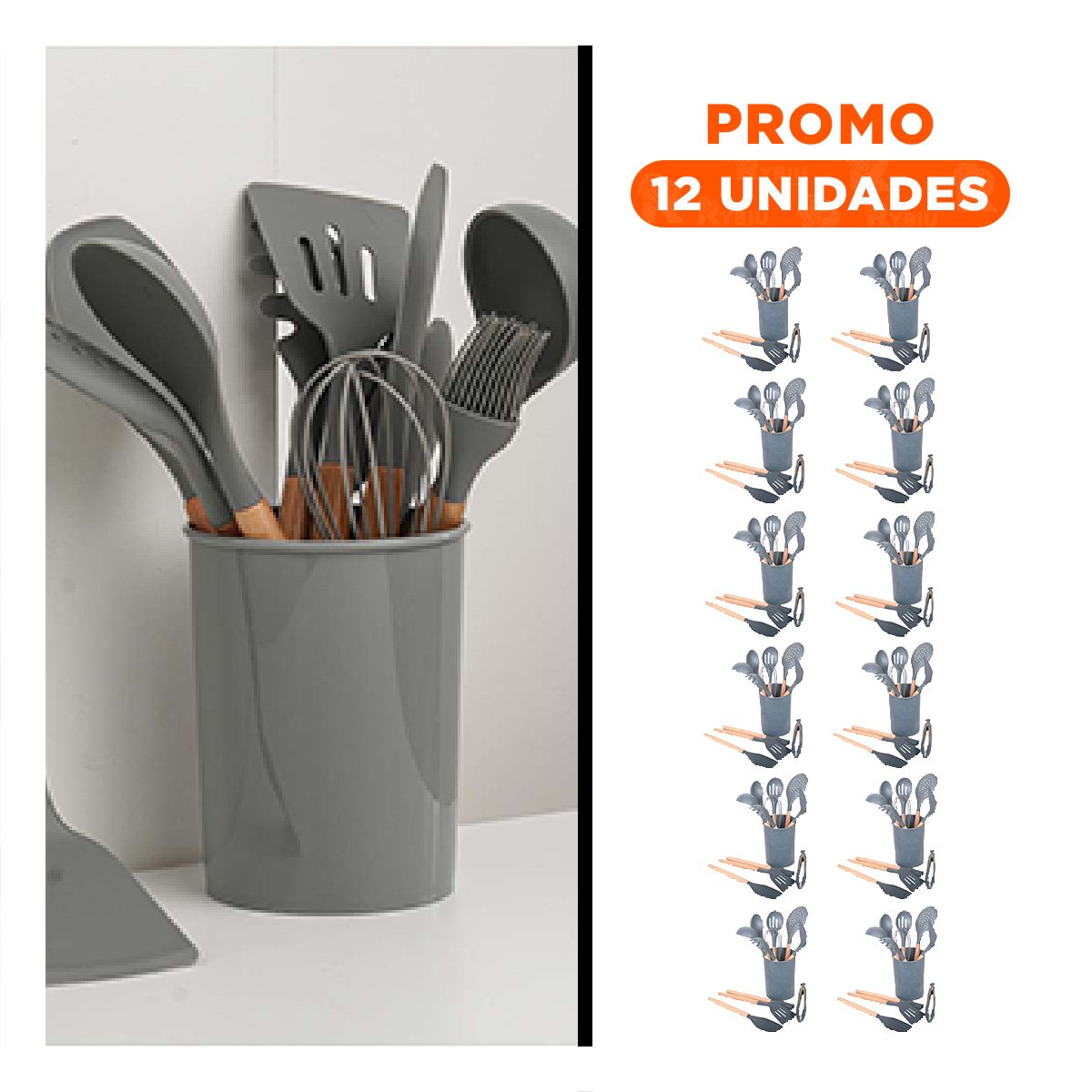 PACK12 COLECCION ORGANIZADA 12PZCOLOR GRIS EN SILICONA PARA ESPACIOS PRACTICOS Y+REGALO STICKER - 1