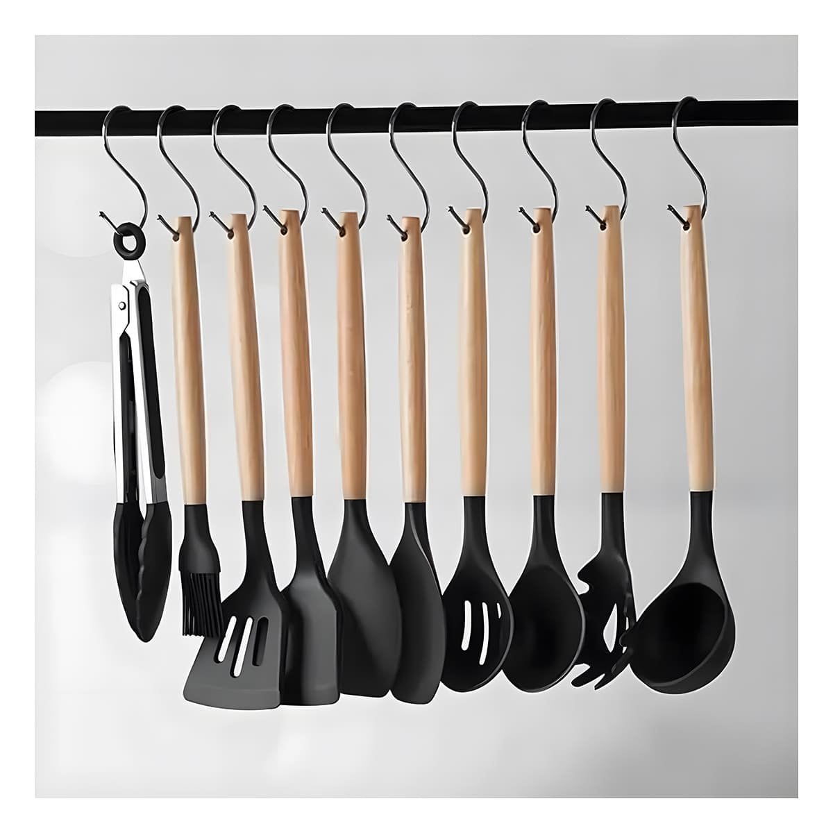 PACK2 SET COCINA INTEGRAL ACABADO NEGRO CON 18 PIEZAS Y TABLA INOXIDABLE - 5