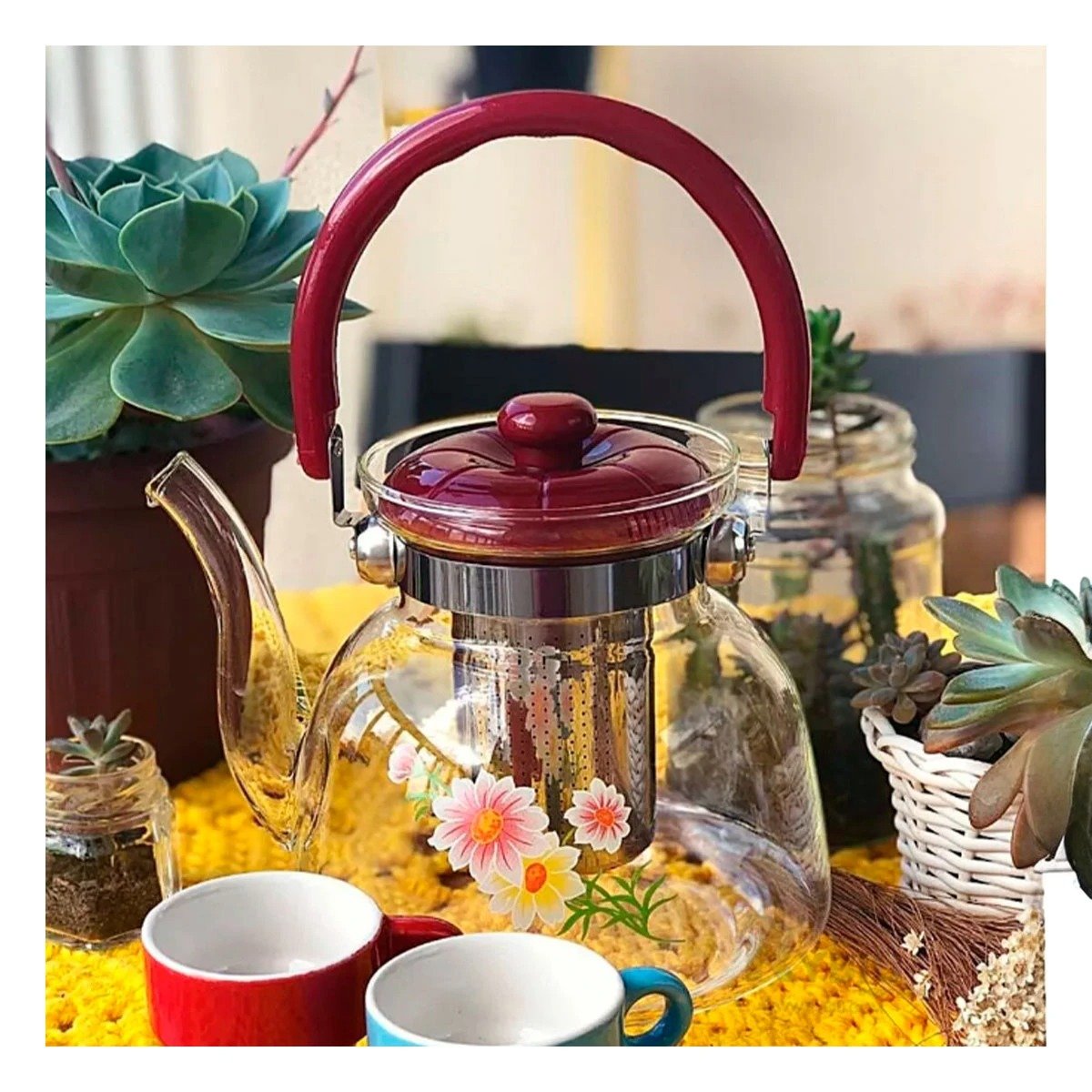 RECIPIENTE PRACTICO PARA MANTENER CAFE Y TE 1400ML TRANSPARENTE Y+PAPEL REGALO - 5