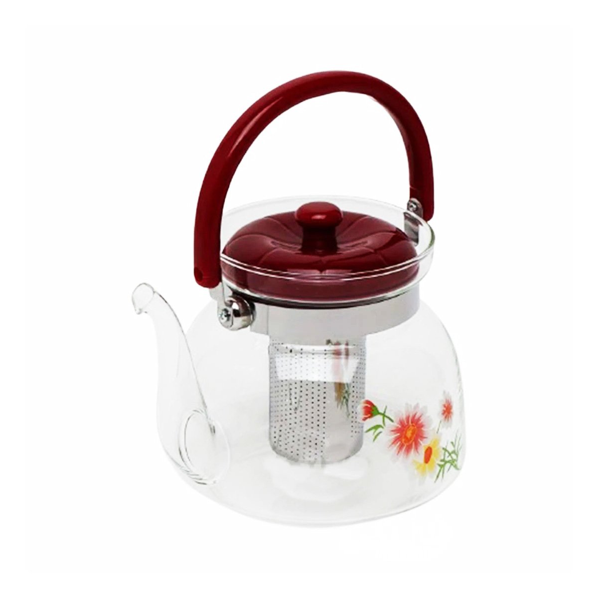 PACK4 JARRA TRANSPARENTE PARA TEA Y COFFEE 600ML CON TAPA GUINDA EN HOGAR Y+PAPEL REGALO - 3