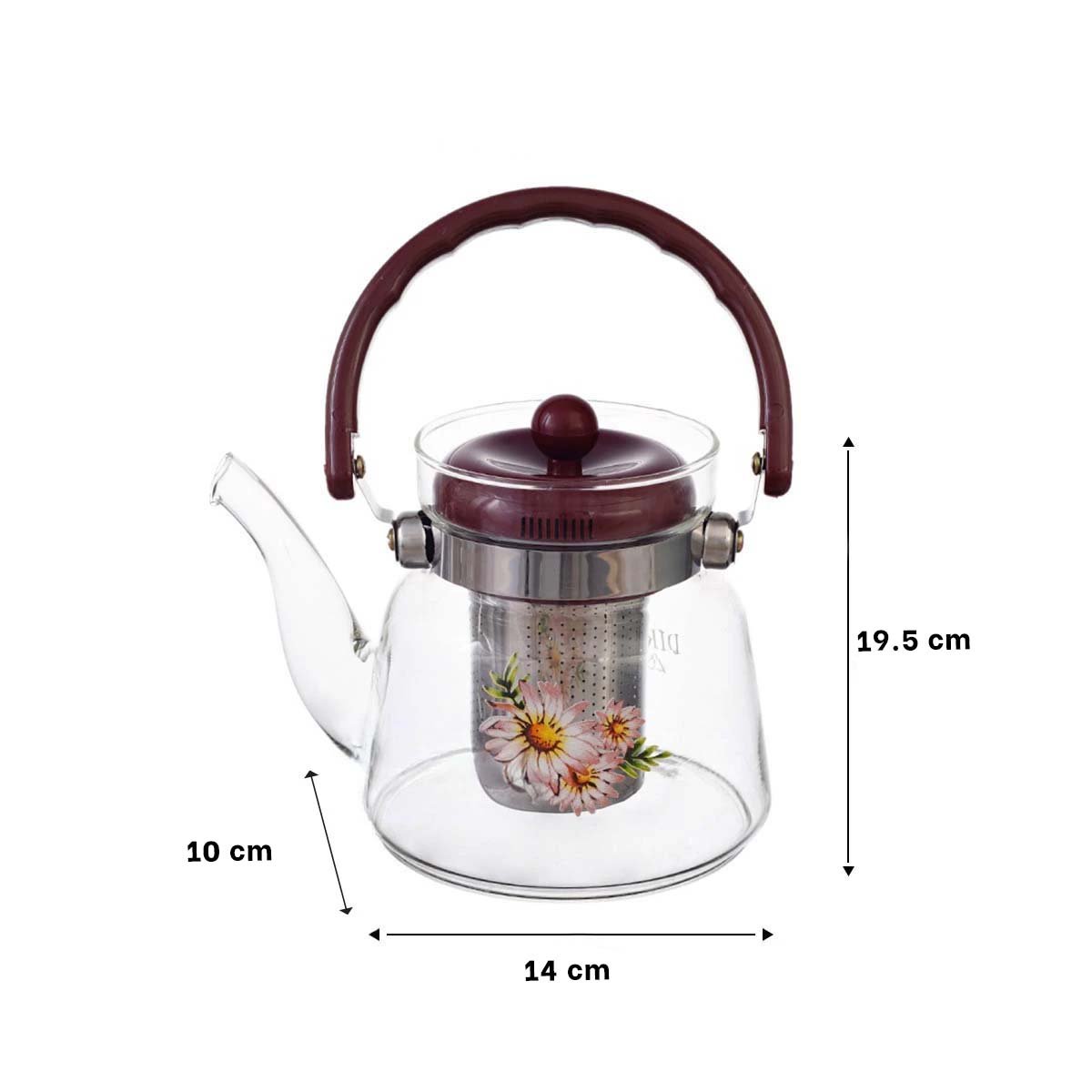PACK4 JARRA TRANSPARENTE PARA TEA Y COFFEE 600ML CON TAPA GUINDA EN HOGAR Y+PAPEL REGALO - 4