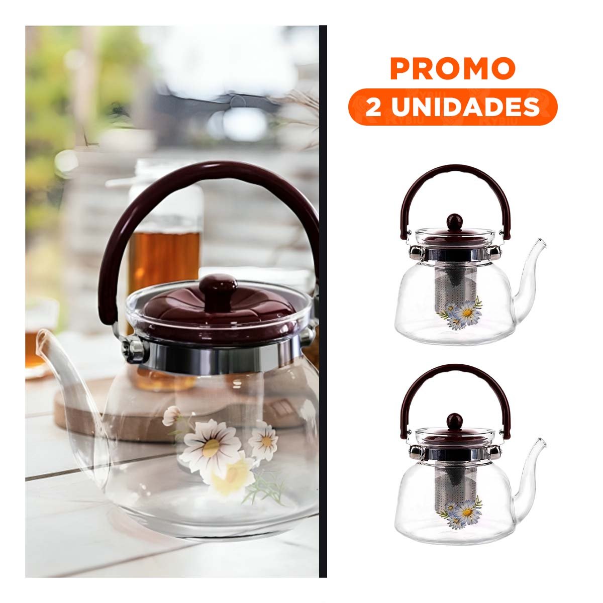 PACK2 JARRA 1100ML DE VIDRIO TRANSPARENTE CON TAPA GUINDA PARA ZONA DE PREPARACION - 1