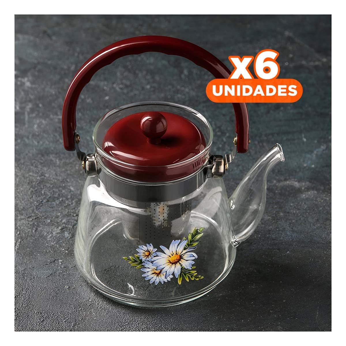 PACK6 RECIPIENTE DE COCINA 850ML TRANSPARENTE CON TAPA GUINDA FUNCIONAL Y+REGALO STICKER - 1