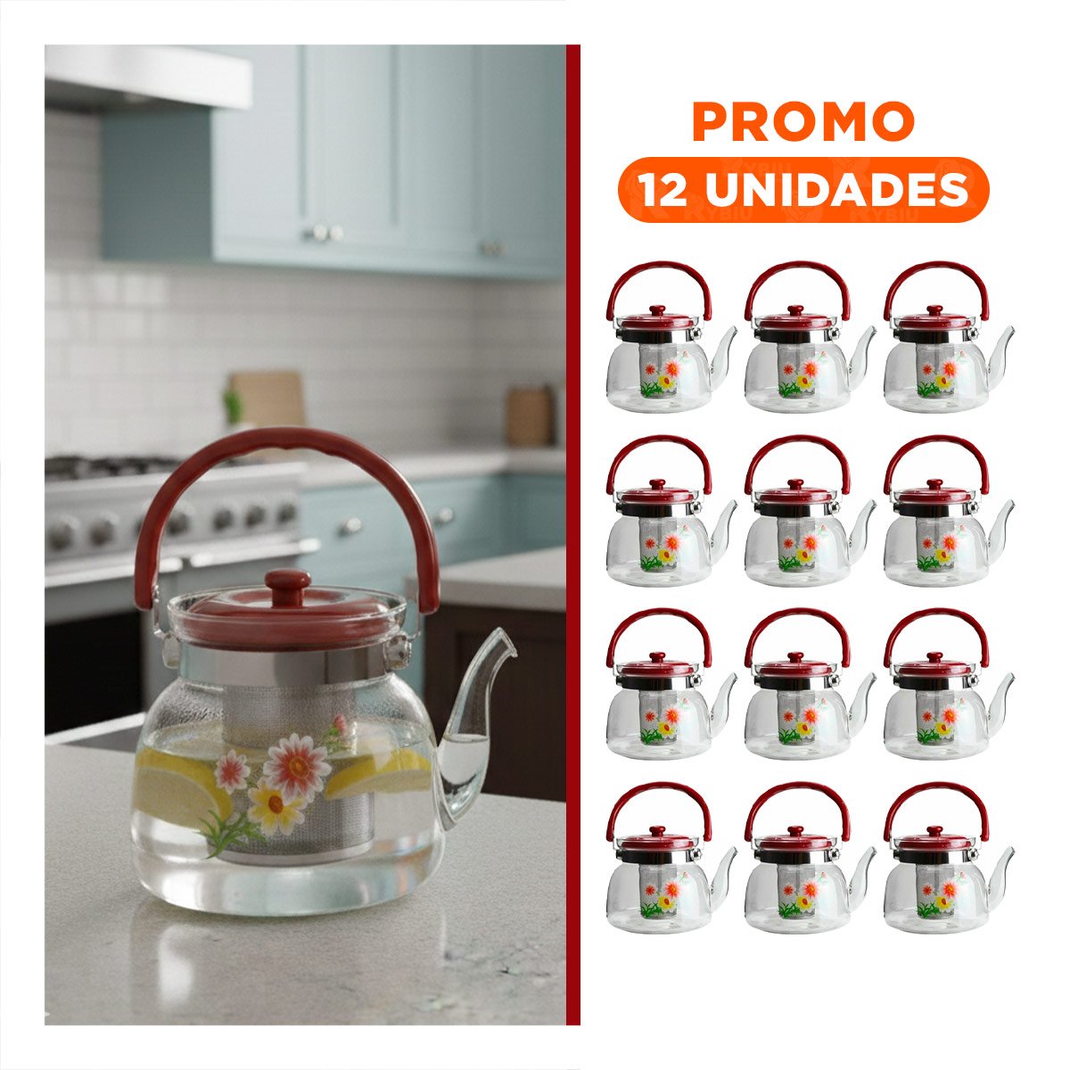 PACK12 DISPENSADOR PRACTICO PARA BEBIDAS 1400ML TRANSPARENTE - GUINDA Y+REGALO STICKER - 1