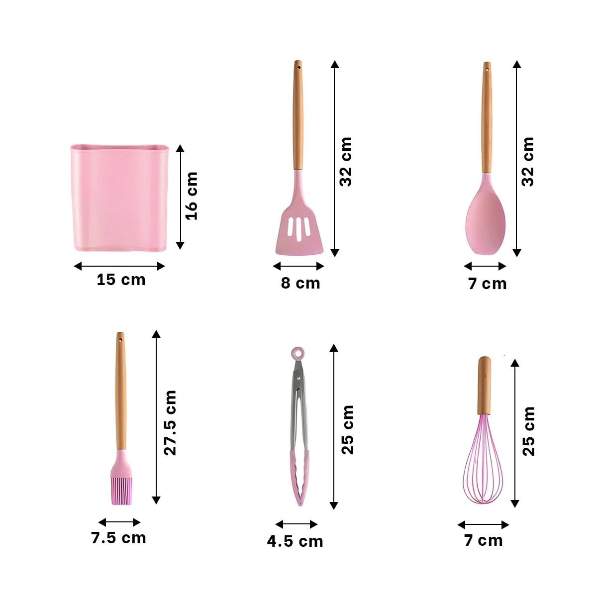 PACK4 SET MULTIUSO DE COLOR ROSADO DE 11 CUCHARONES SILICONA CON BASE Y+PAPEL REGALO - 4