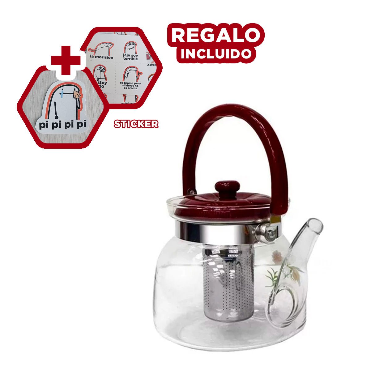 RECIPIENTE MULTIUSO PARA BEBIDAS CALIENTES Y FRIAS 1400ML GUINDA Y+REGALO STICKER - 1