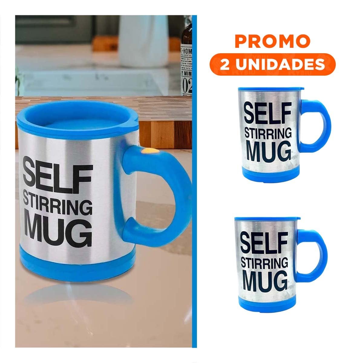 PACK2 AGITADOR PARA CAFE 400 ML CON 2 PILAS AAA PARA USO DIARIO AZUL - 1
