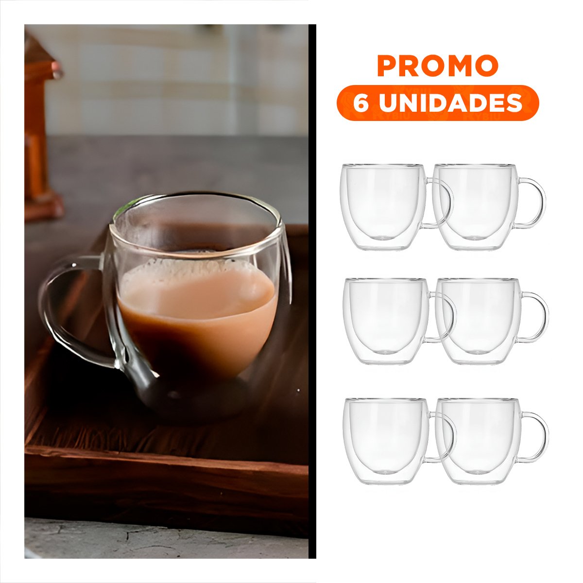 PACK6 COPA DE 250ML BASE DE DIMENSIONES 9X5X5CM EN VIDRIO TRANSPARENTE - 1