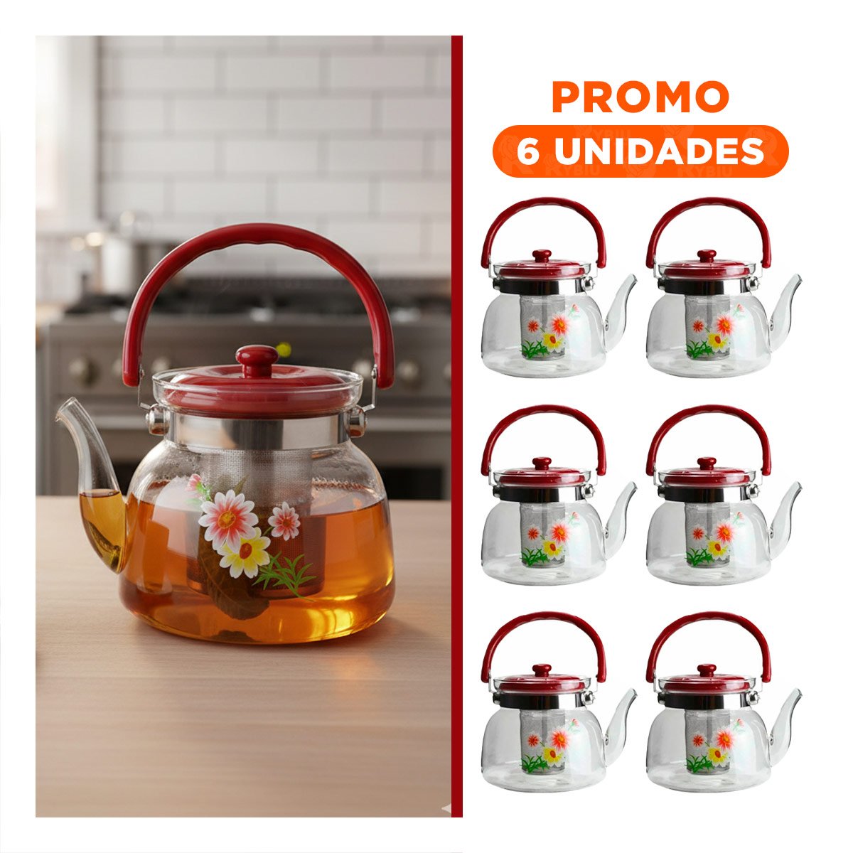 PACK6 ENVASE PRACTICO QUE MANTIENE BEBIDAS 1400ML TRANSPARENTE - 1