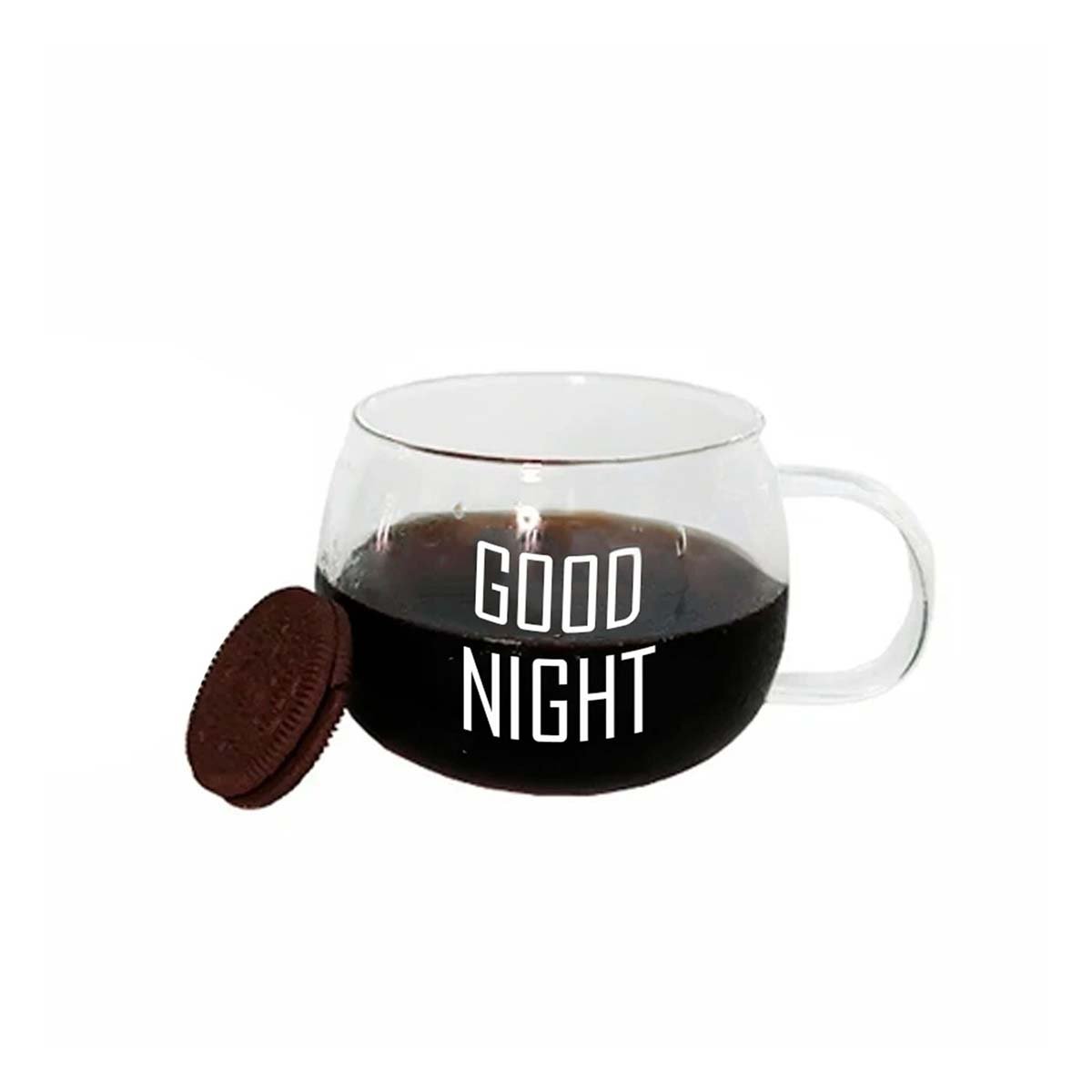 PACK2 TAZA 350 ML FRASE GOOD NIGHT EN VIDRIO TRANSPARENTE DECORATIVA Y+REGALO STICKER - 2