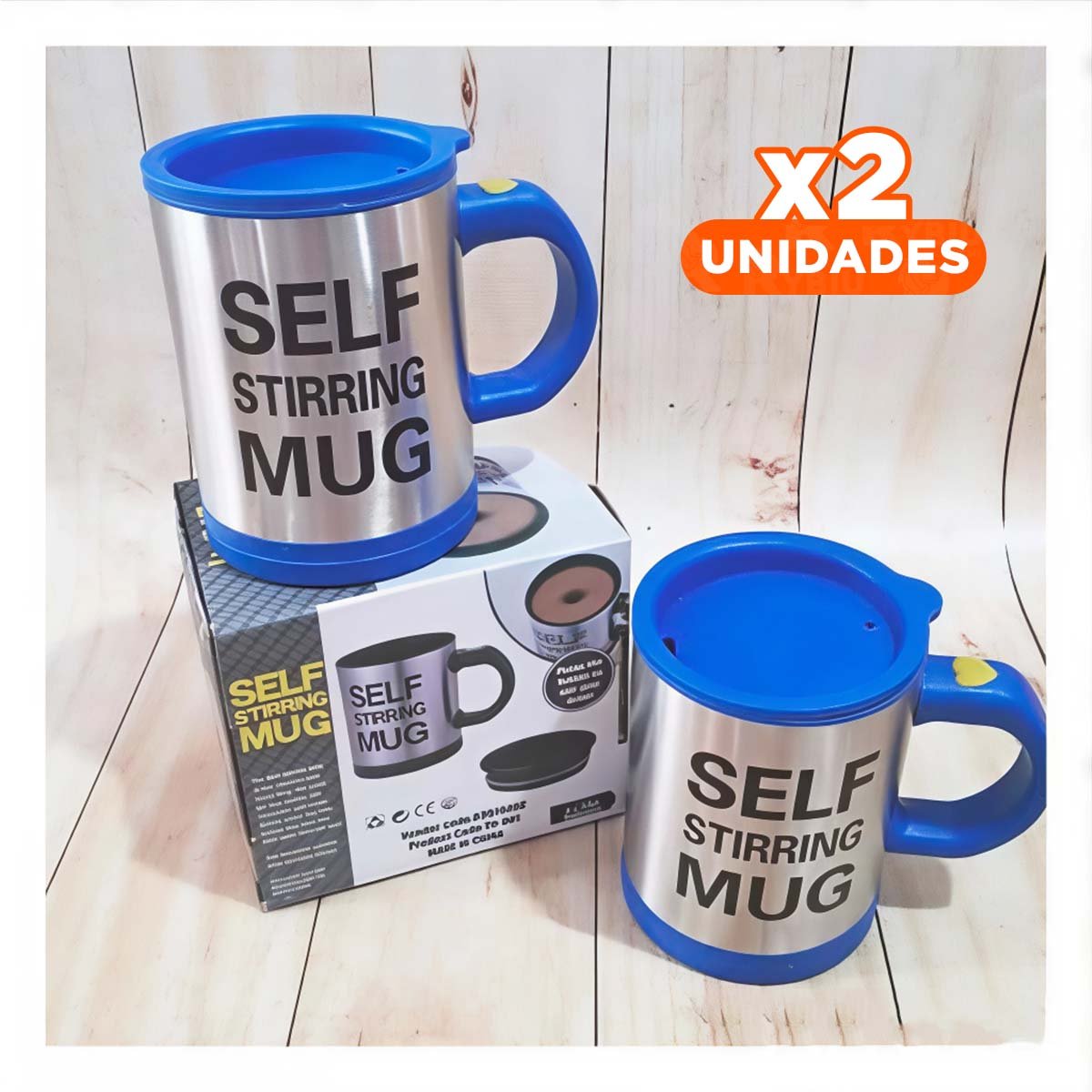 PACK2 TAZA MEZCLADORA ELECTRICA 400 ML CON 2 PILAS AAA PARA COCINA AZUL Y+REGALO STICKER - 1