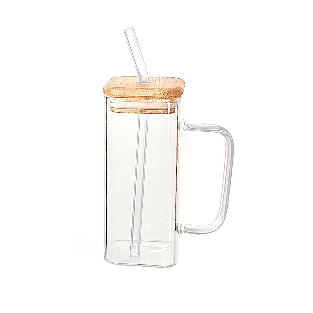 PACK4 VASO RECTANGULAR 350 ML DE VIDRIO CON ASA Y TAPA Y+PAPEL REGALO - 3
