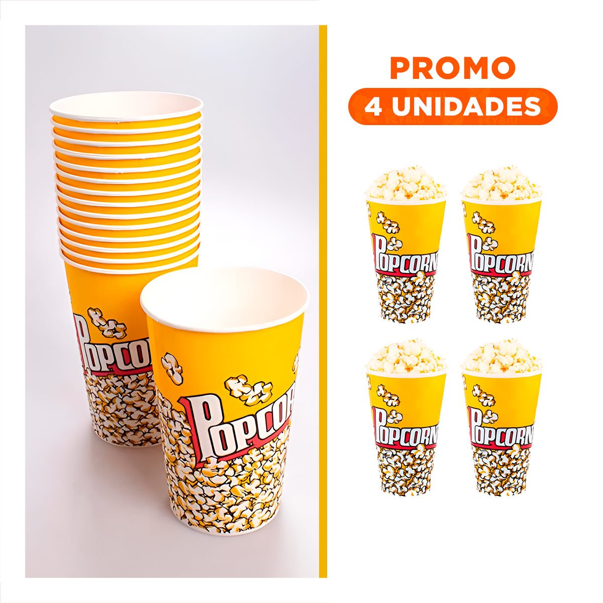 PACK6 BALDE DE SNACK AMARILLO 7CMX17CM DE ALTA RESISTENCIA EN SU CASA - 1