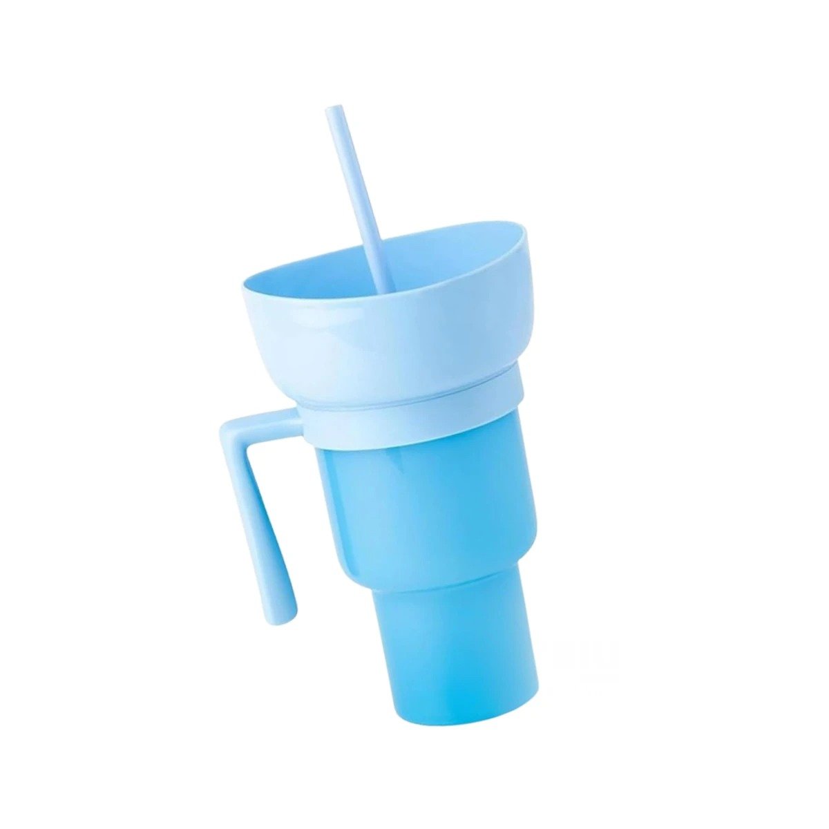 PACK12 TAZA 2 EN 1 DE MATERIAL ABS CELESTE PARA BEBIDAS Y SNACKS PRACTICOS Y+REGALO STICKER - 2