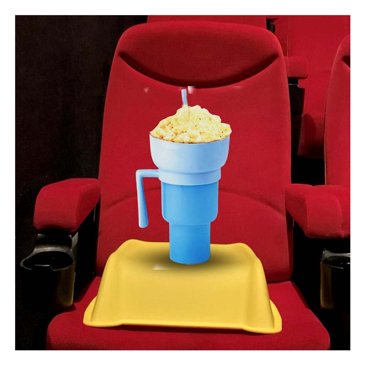 PACK12 TAZA 2 EN 1 DE MATERIAL ABS CELESTE PARA BEBIDAS Y SNACKS PRACTICOS Y+REGALO STICKER - 5