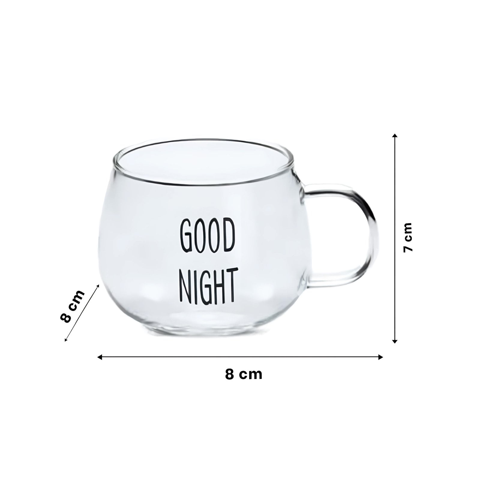 PACK2 TAZA 350 ML DE VIDRIO TRANSPARENTE ESTILO FRASE GOOD NIGHT - 4