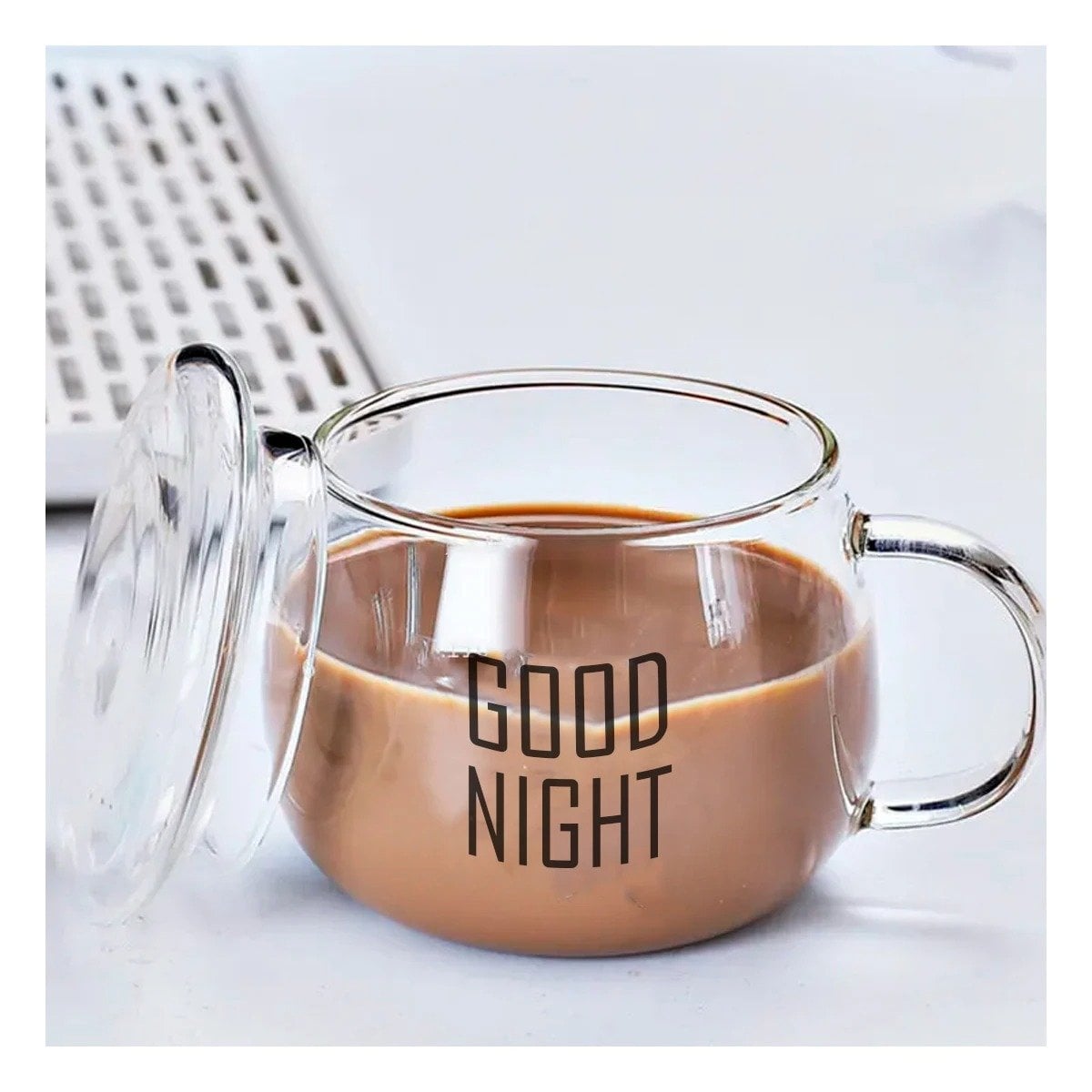 PACK2 TAZA 350 ML DE VIDRIO TRANSPARENTE ESTILO FRASE GOOD NIGHT - 5