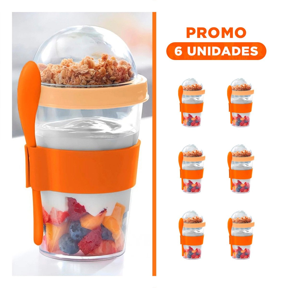 PACK6 CONTENEDOR ANARANJADO CON 350 ML PARA USO DIARIO EN OFICINA - 1