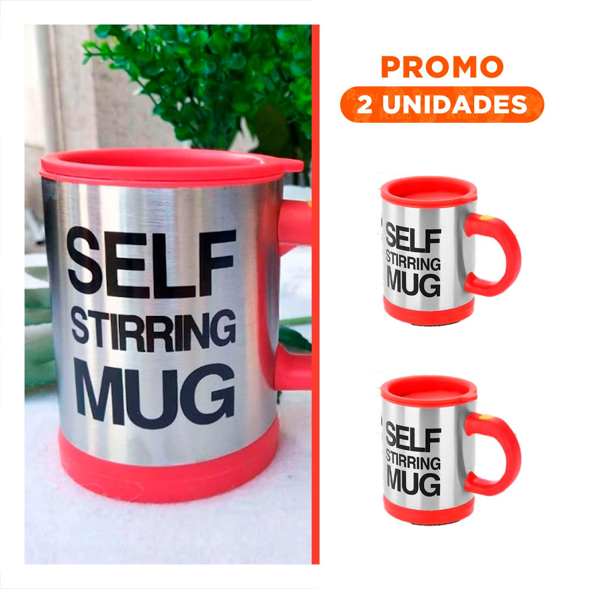 PACK2 AGITADOR PARA CAFE 400 ML CON 2 PILAS AAA PARA OFICINA ROJO - 1