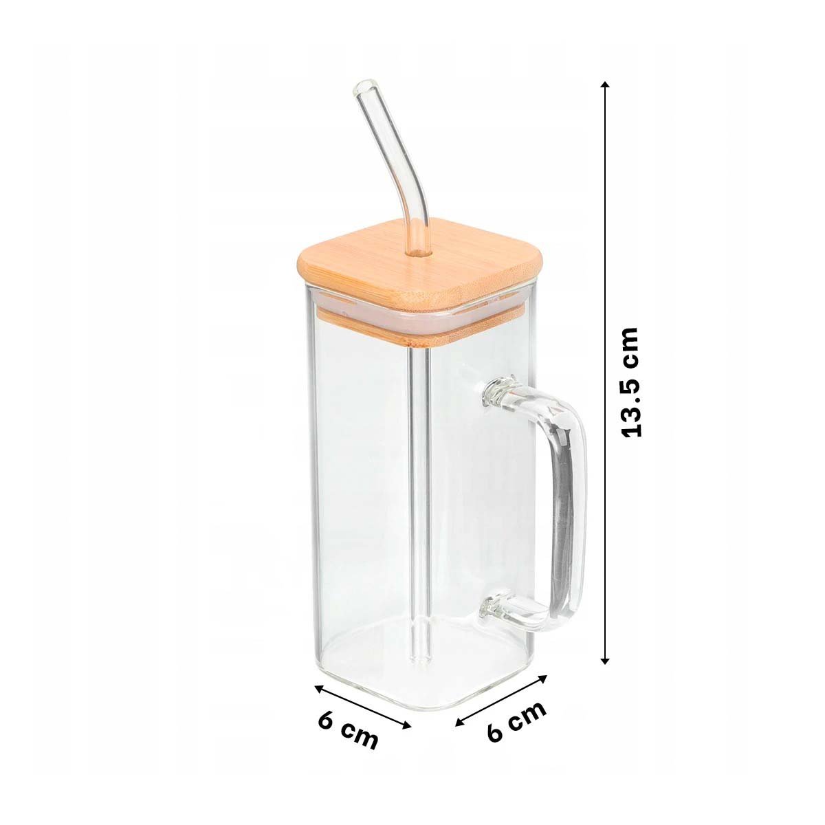 PACK6 VASO ELEGANTE 350 ML DE VIDRIO CON ASA TAPA - 4