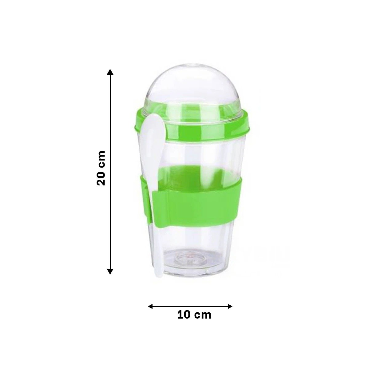 PACK2 VASO PARA LLEVAR YOGURT Y CEREAL CON 350 ML EN VERDE LIMON FUNCIONAL Y+REGALO STICKER - 4