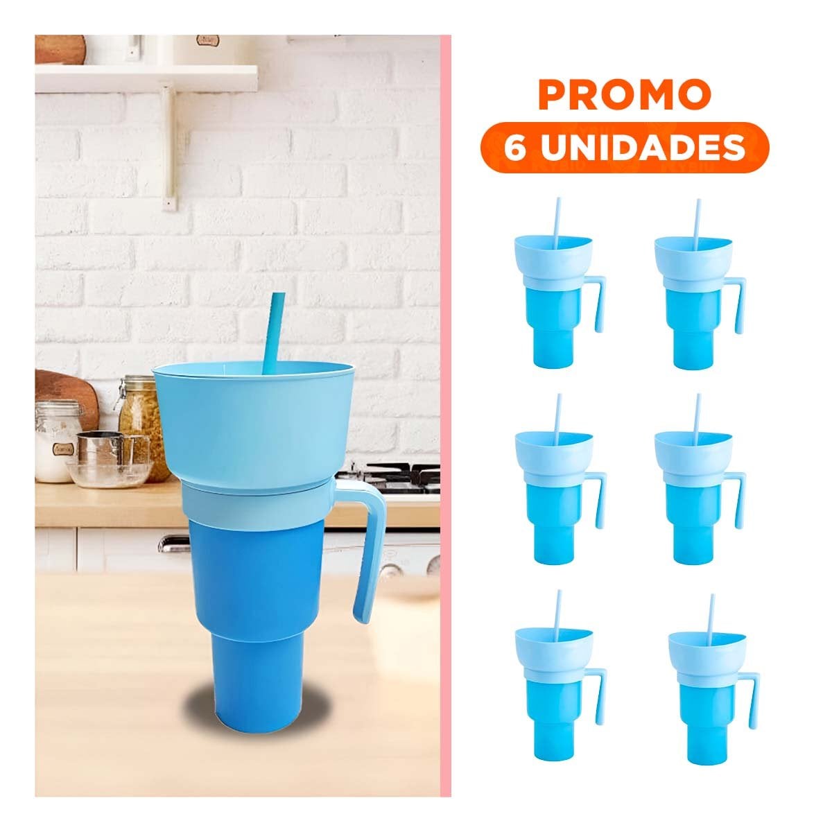 PACK6 CONTENEDOR CELESTE DE MATERIAL ABS 2 EN 1 PARA TARDES DE ENTRETENIMIENTO - 1