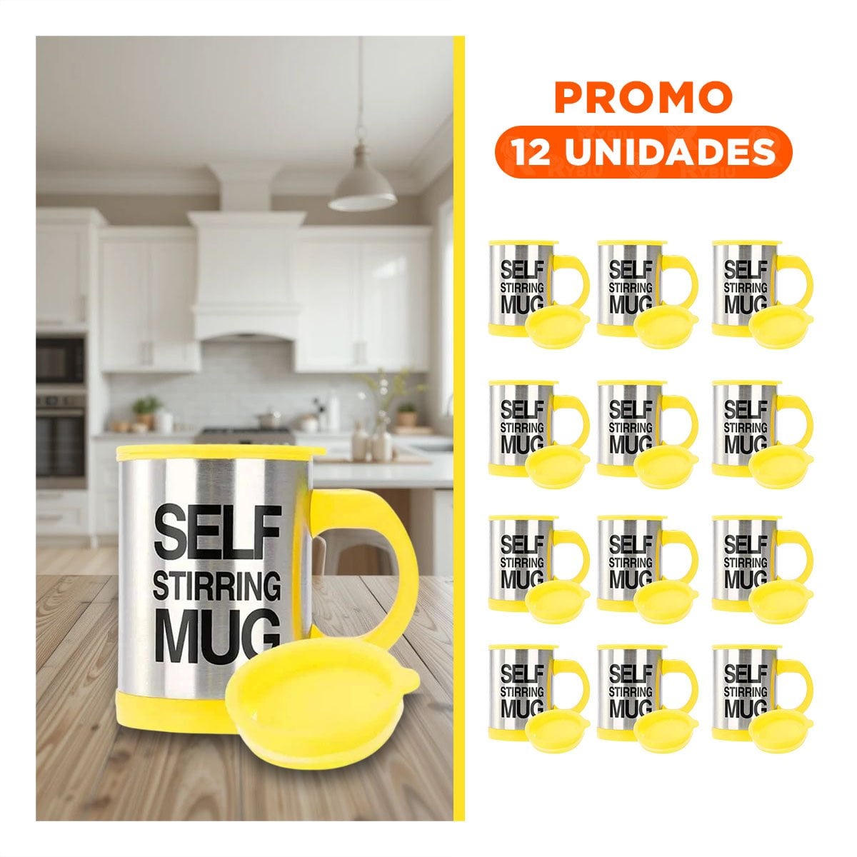PACK12 LICUADORA PRACTICA 400 ML CON 2 PILAS AAA AMARILLO Y+REGALO STICKER - 1