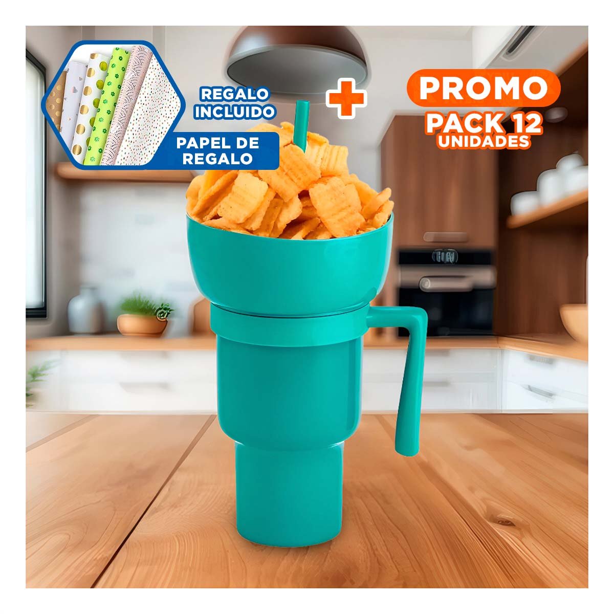 PACK12 TAZA 2 EN 1 CON CUERPO ABS COLOR VERDE PARA REUNIONES INFORMALES Y+PAPEL REGALO - 1