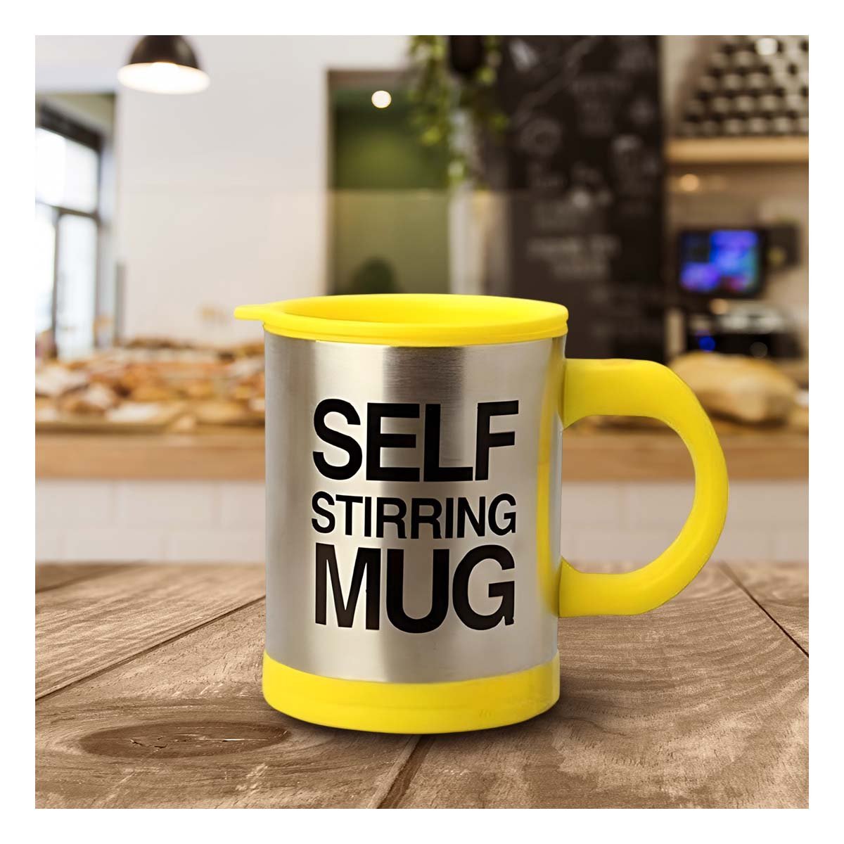 PACK2 TAZA MEZCLADORA ELECTRICA 400 ML CON 2 PILAS AAA AMARILLO Y+REGALO STICKER - 5