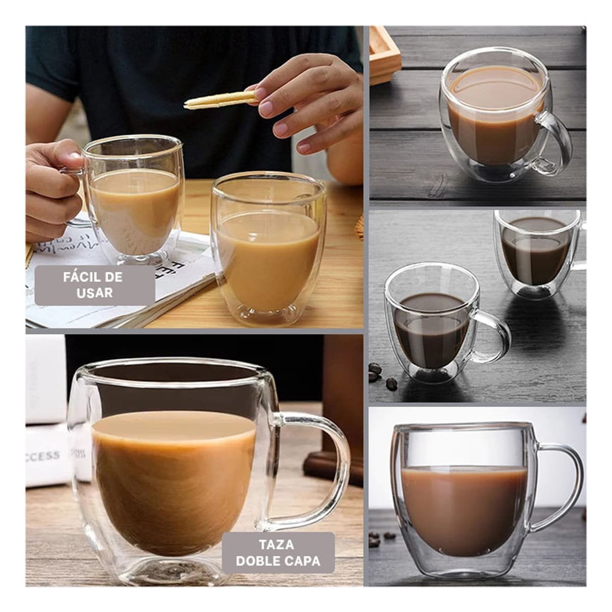 PACK12 TAZA MODELO 290 MILILITROS DOBLE CAPA DE VIDRIO EN COLOR TRANSPARENTE Y+PAPEL REGALO - 2