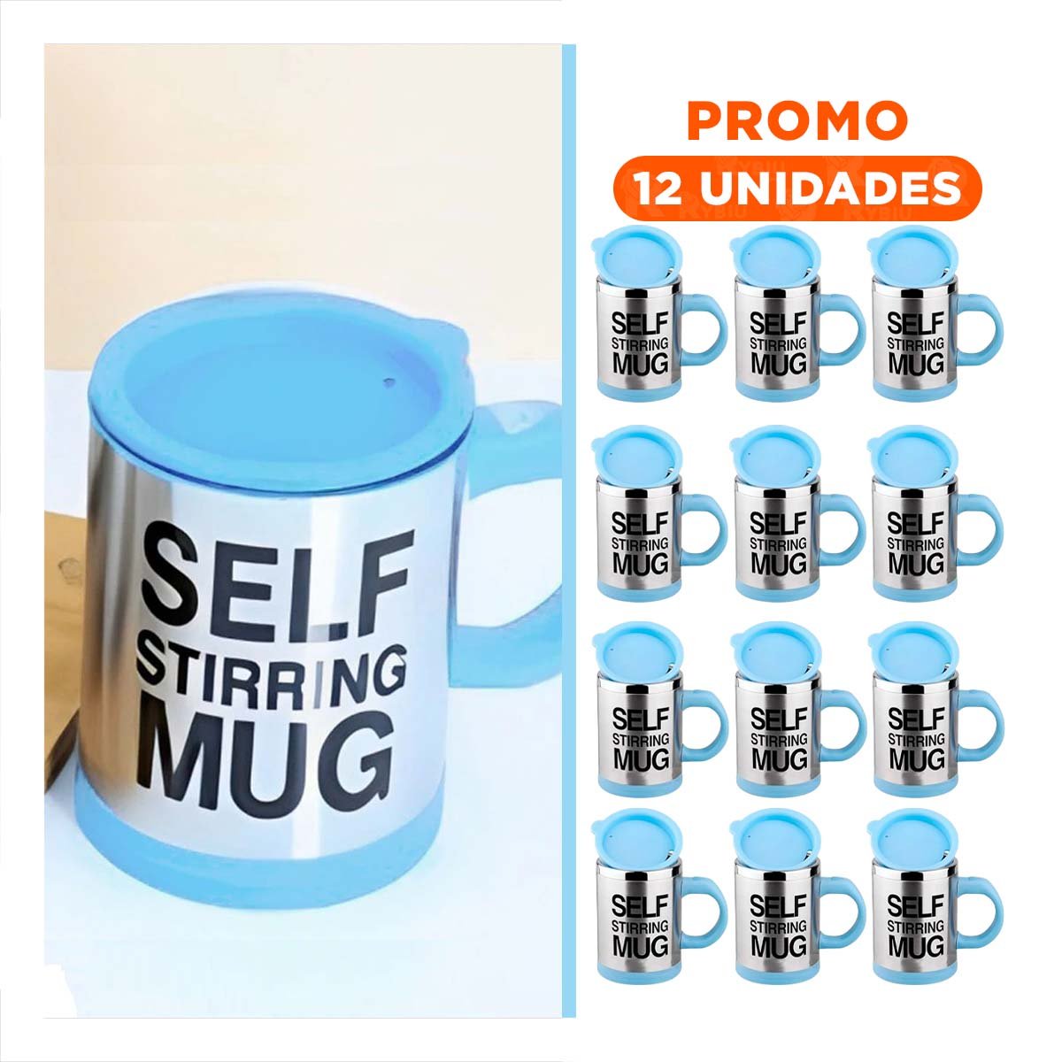 PACK12 LICUADORA PRACTICA 400 ML CON 2 PILAS AAA CELESTE Y+REGALO STICKER - 1