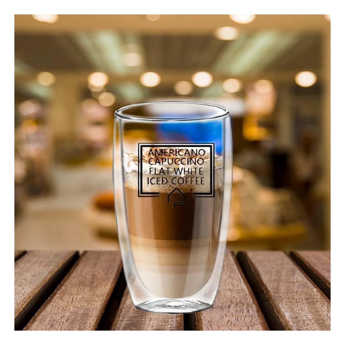 PACK2 VASO PARA FRAPPUCCINO DE VIDRIO CON DOBLE CAPA 450 ML EN COLOR TRANSPARENTE - 2
